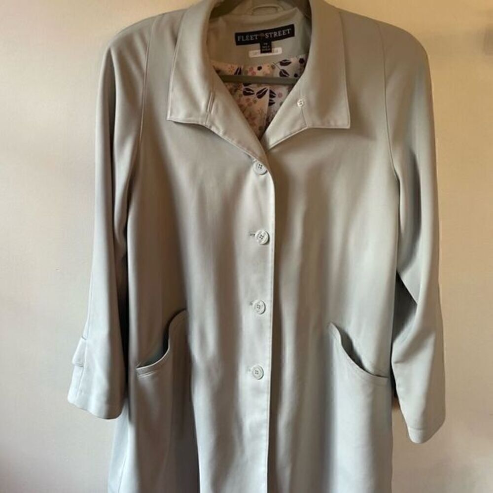 Fleet Street Trench Coat in a Light Sage color